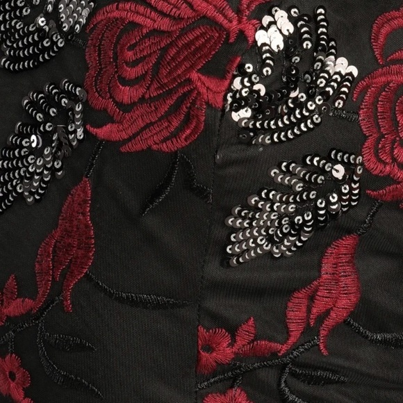 Lulus Show Stopper Black Embroidered Sequin Bodycon Midi Dress - Medium - Picture 8 of 8